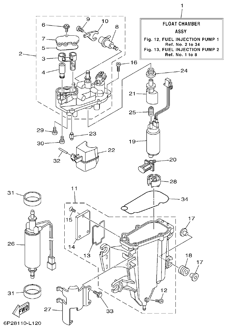 Yamaha F250GET, FL250GET FUEL INJECTION PUMP 1 parts diagram